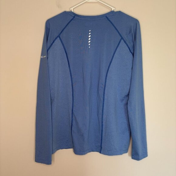 COLUMBIA Long Sleeve Performance Tee Womens L Blue Stripes Reflective Stretch - Picture 3 of 6